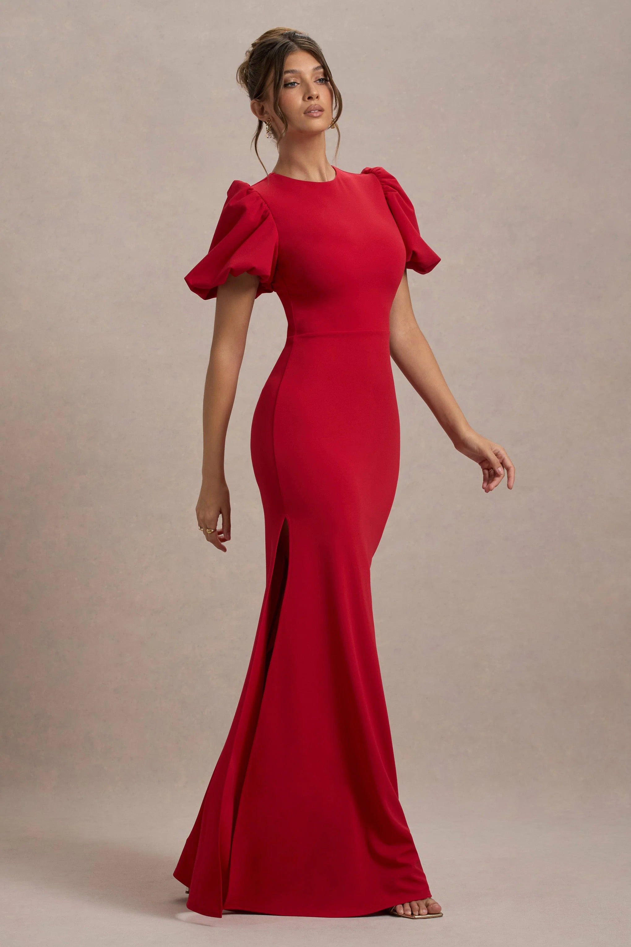 Love Letters Red Puff Sleeve Maxi Dress