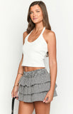Betsy Black Gingham Ruffle Mini Skirt