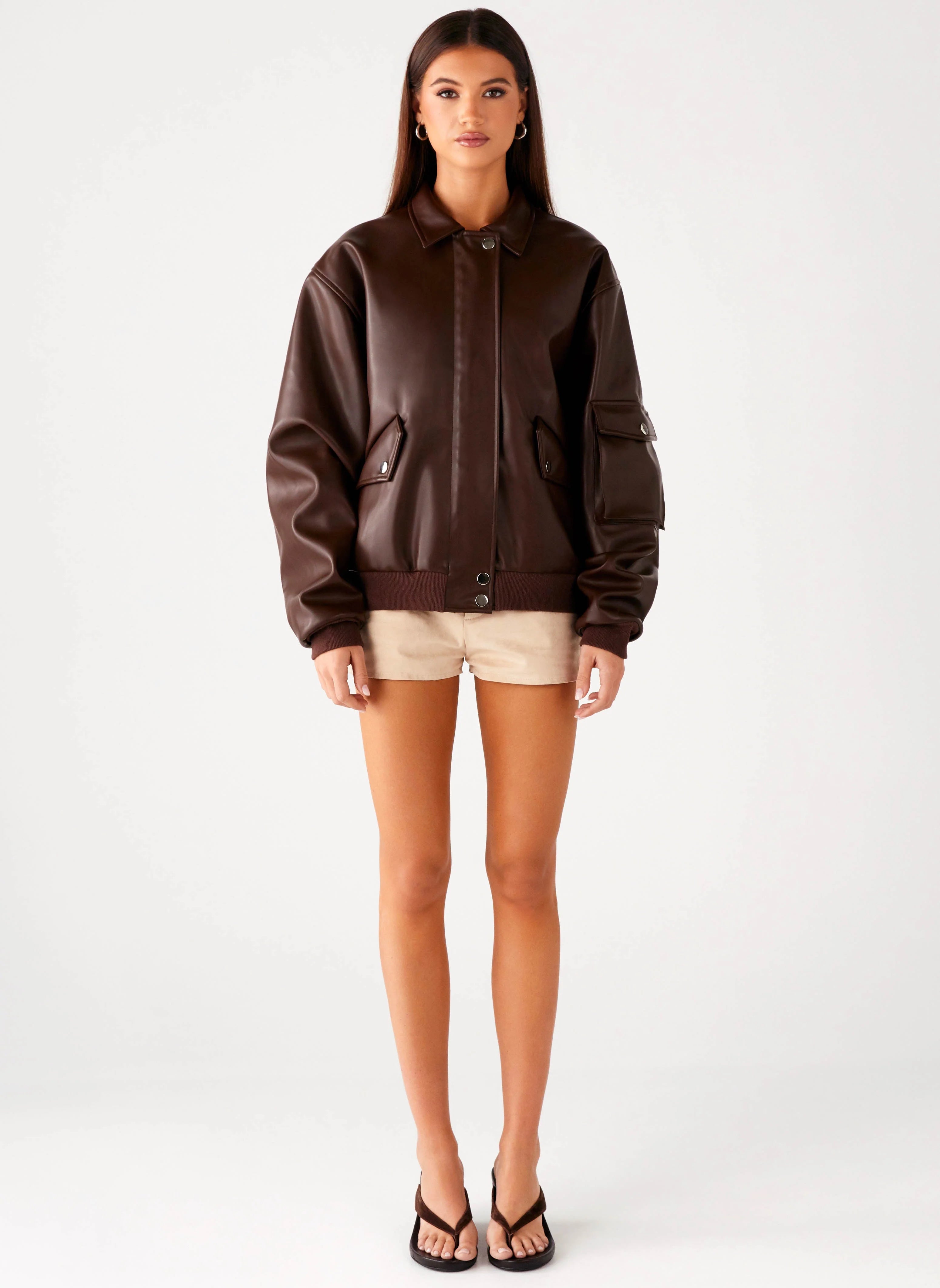 Indara Bomber Jacket Chocolate