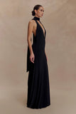 Juliet Slinky Maxi Dress With Scarf Black