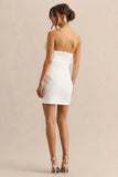 Pastoral White Ruffled Asymmetric Neck Mini Dress