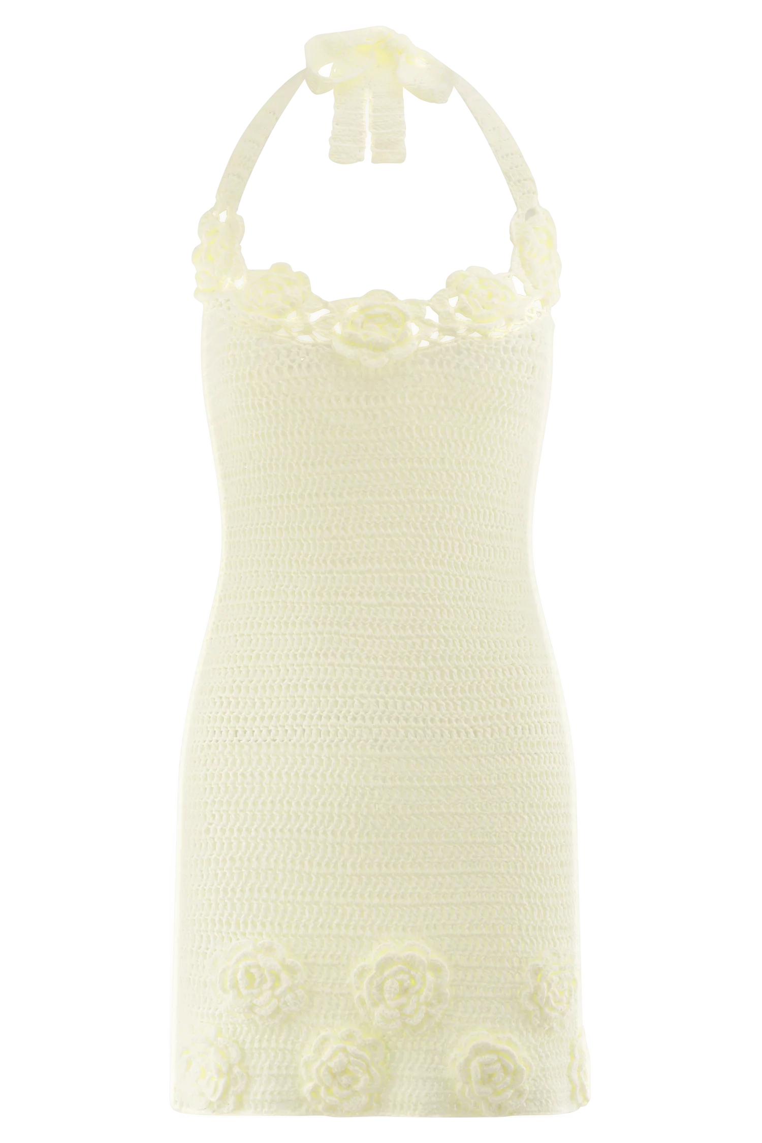 Liyah Floral Hand Crochet Mini Dress Ivory