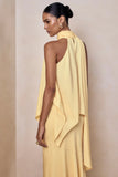 Sancelle Lemon Matte Satin Halter Neck Top