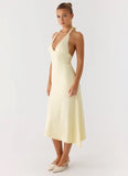 Illuminate Halter Midi Dress Butter Yellow