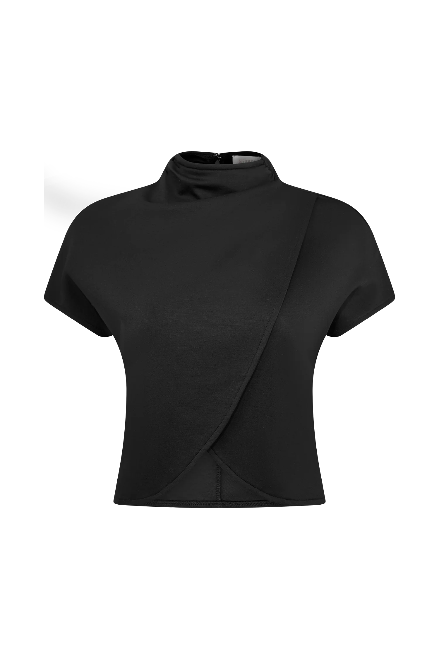Eris High Neck Scuba Jersey Top Black