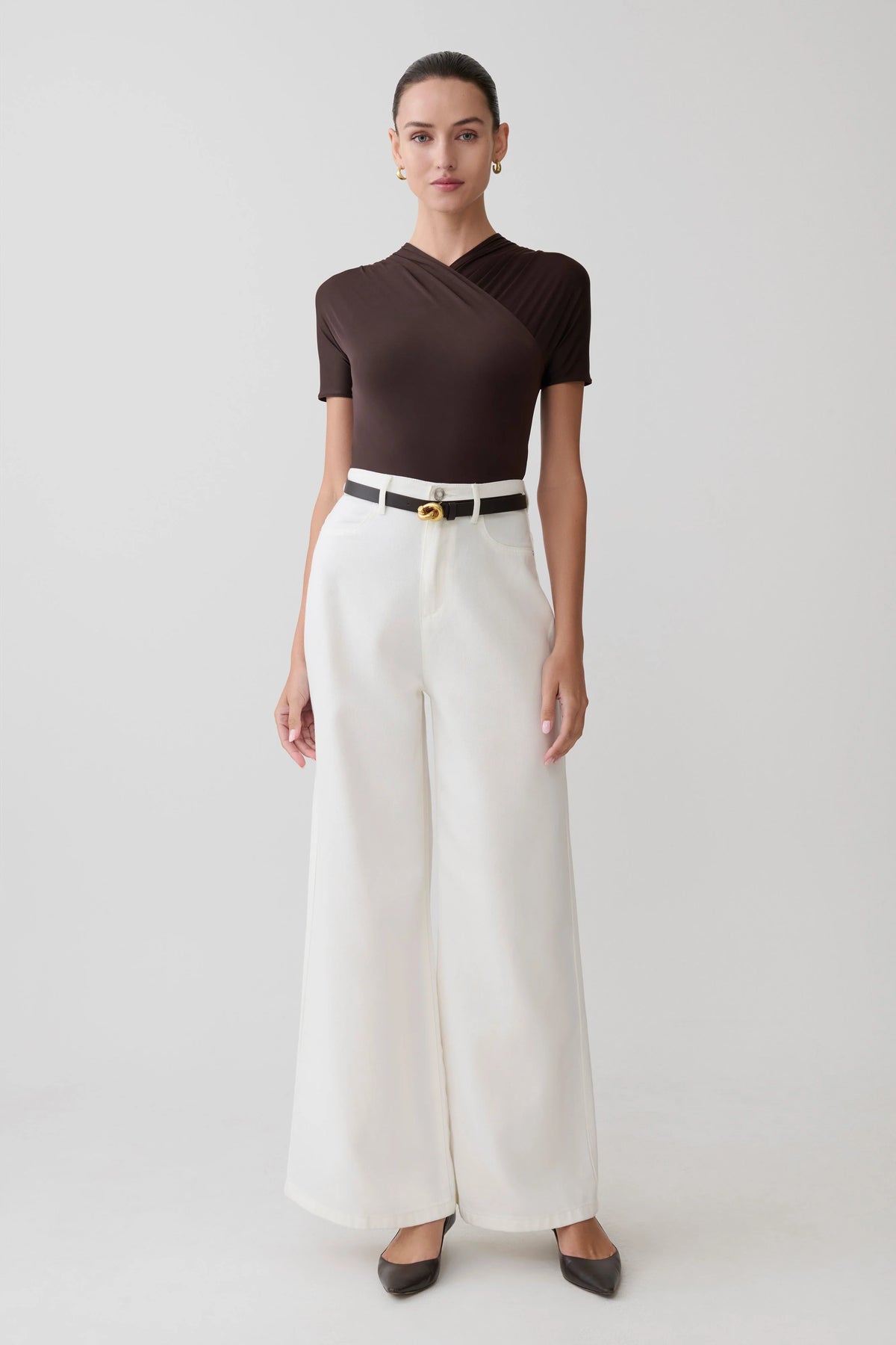Shae Wide Leg Denim Jeans White