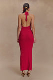 Ayella Cowl Knit Maxi Dress Raspberry