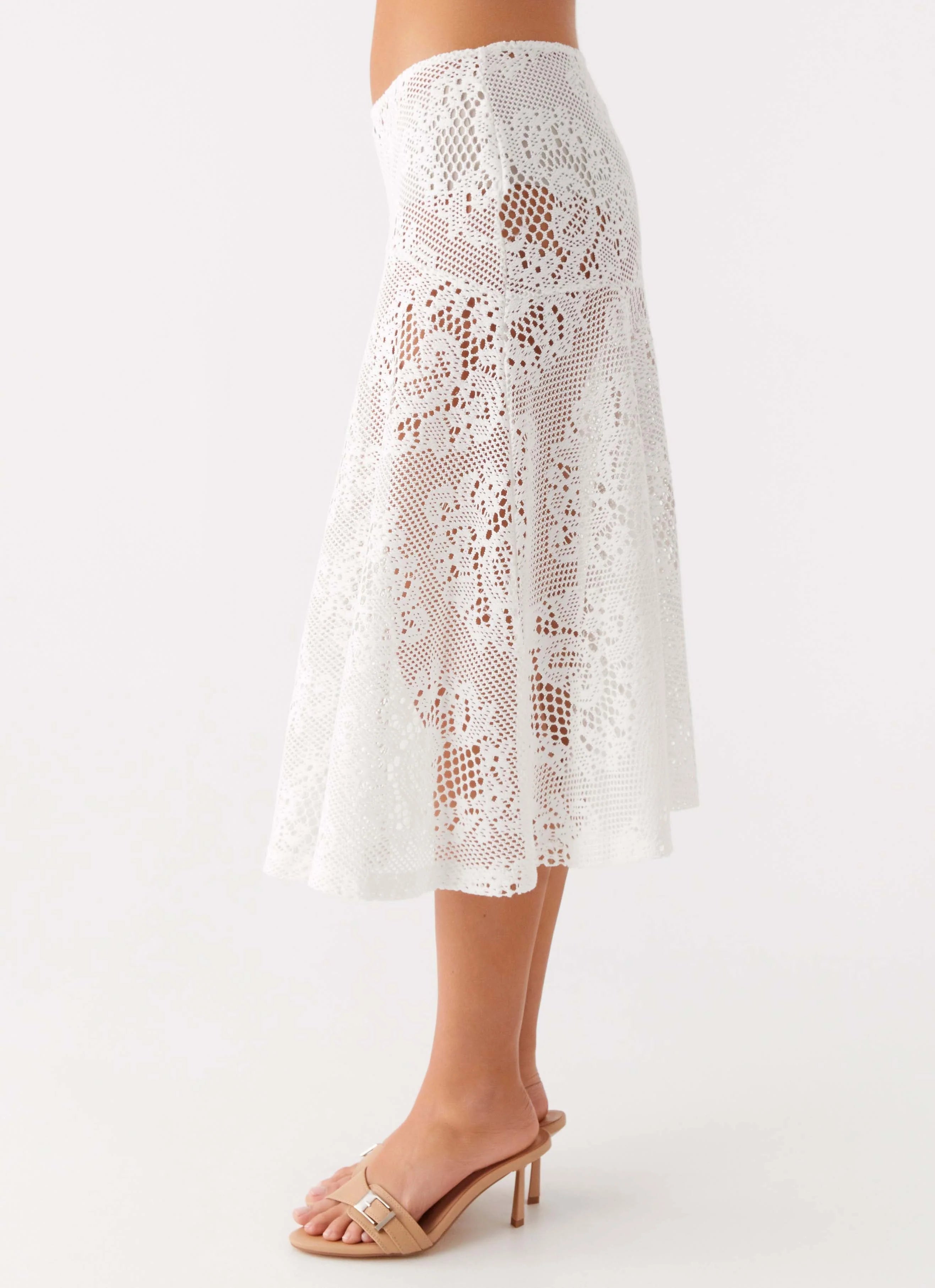 Virelle Lace Midi Skirt Ivory