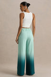 Safia Emerald Ombre Satin Wide Leg