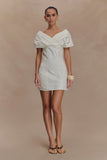 Pascale Off Shoulder Denim Mini Dress White