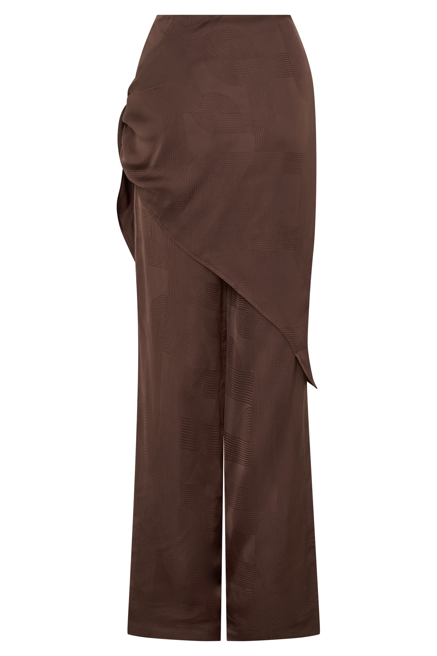 Gia Wrapped Tie Satin Pants Chocolate
