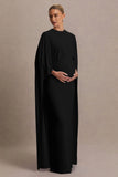 Padma Black Draped Maternity Maxi Dress With Cape Sleeves