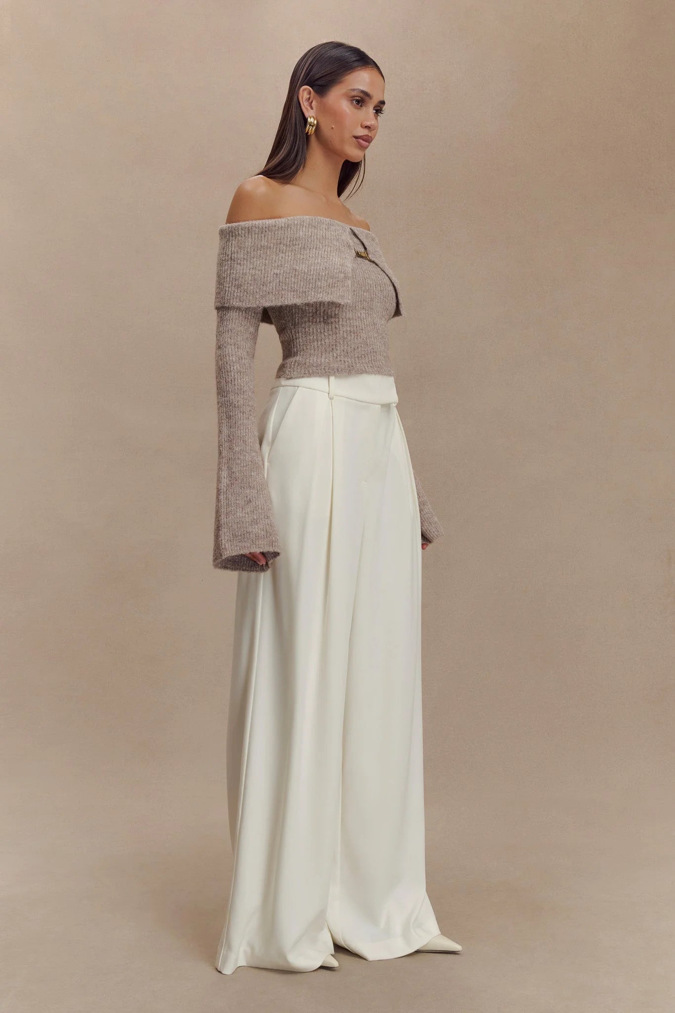 Jacqueline Pleated Wide Leg Pants Ivory