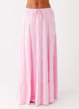 Mariella Linen Maxi Skirt Pink