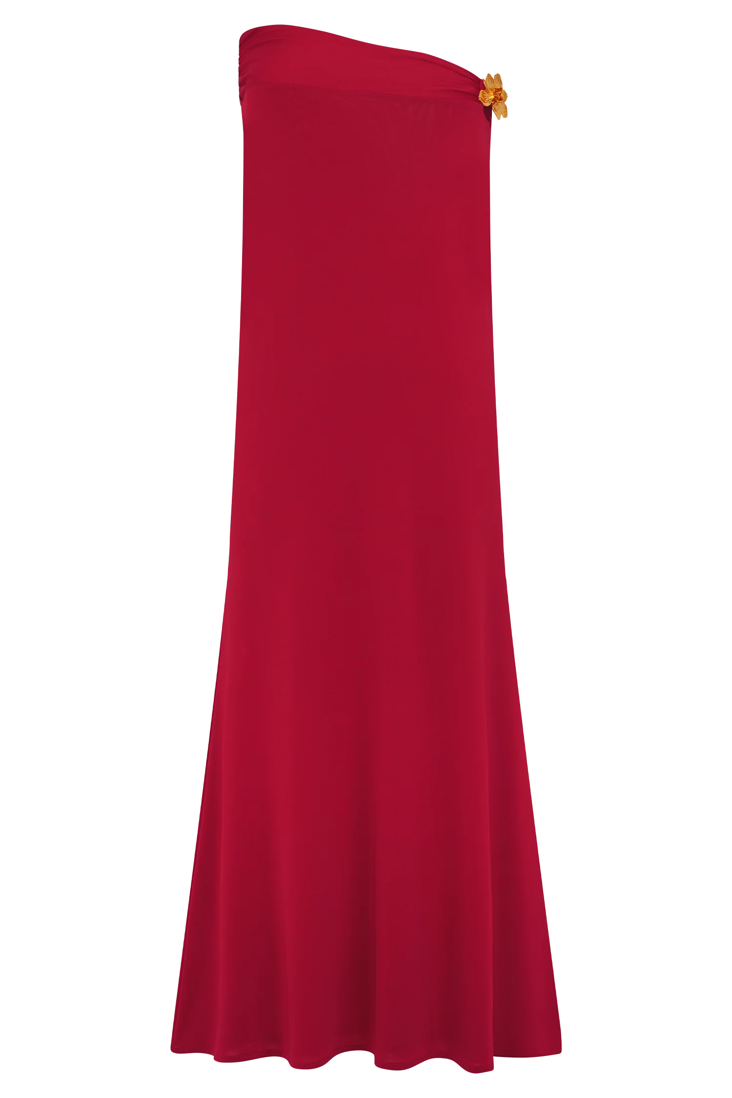 Ainsley Asymmetrical Maxi Skirt With Floral Hardware Fuchsia Pink