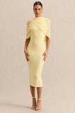 Mirana Lemon Halter Neck Midi Dress