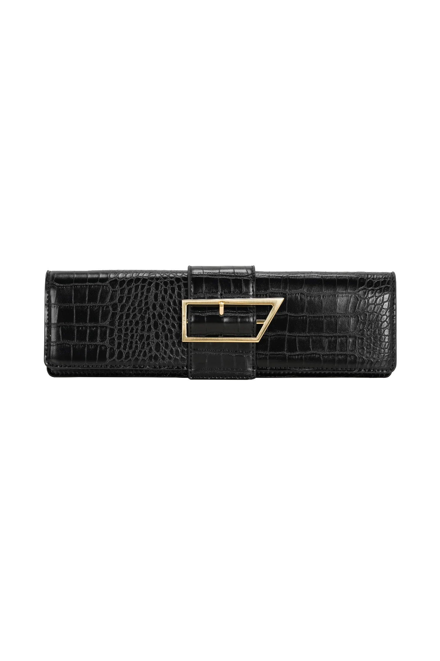 Jessica Faux Leather Crocodile Clutch Black
