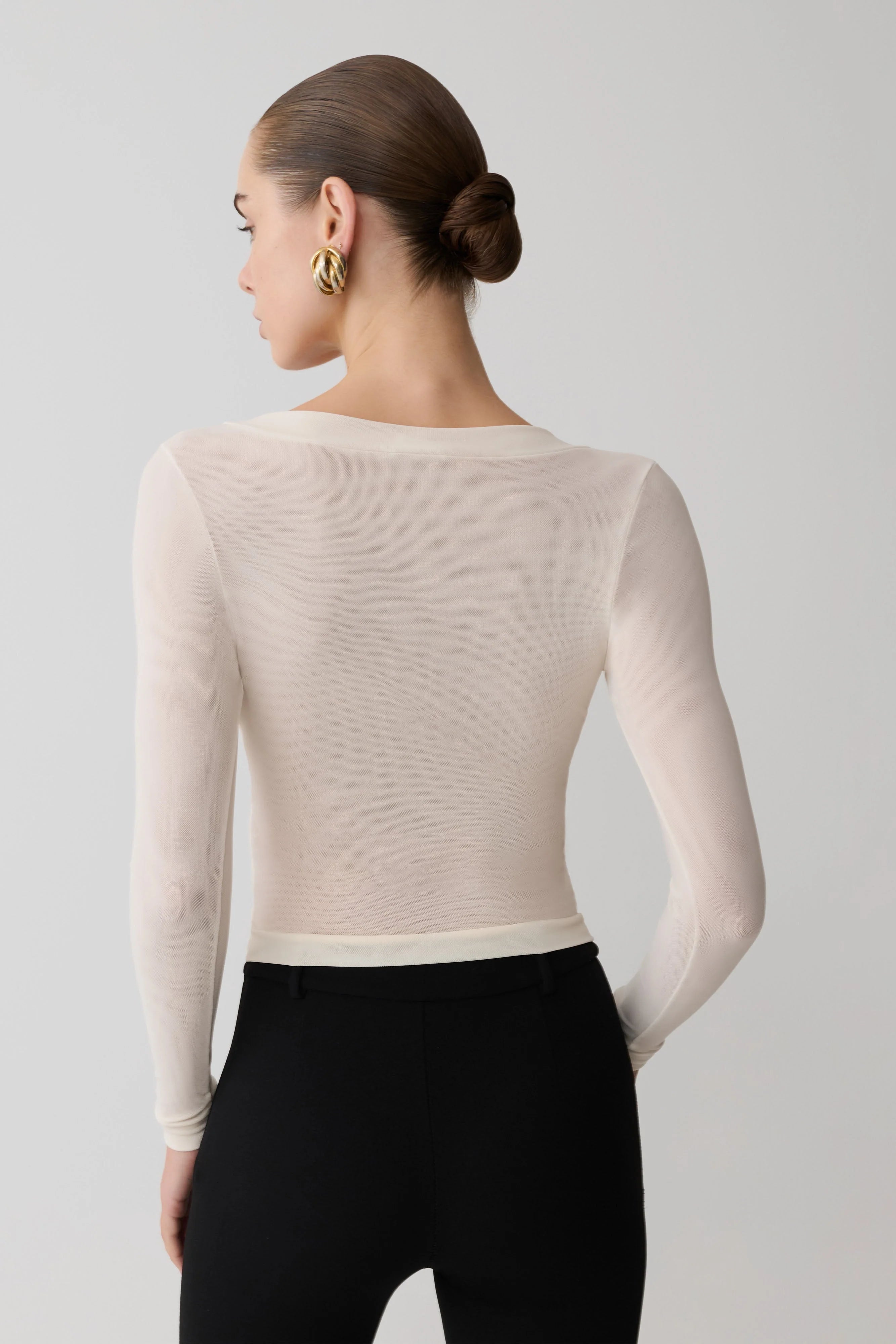 Lumi Long Sleeve Mesh Top Bone