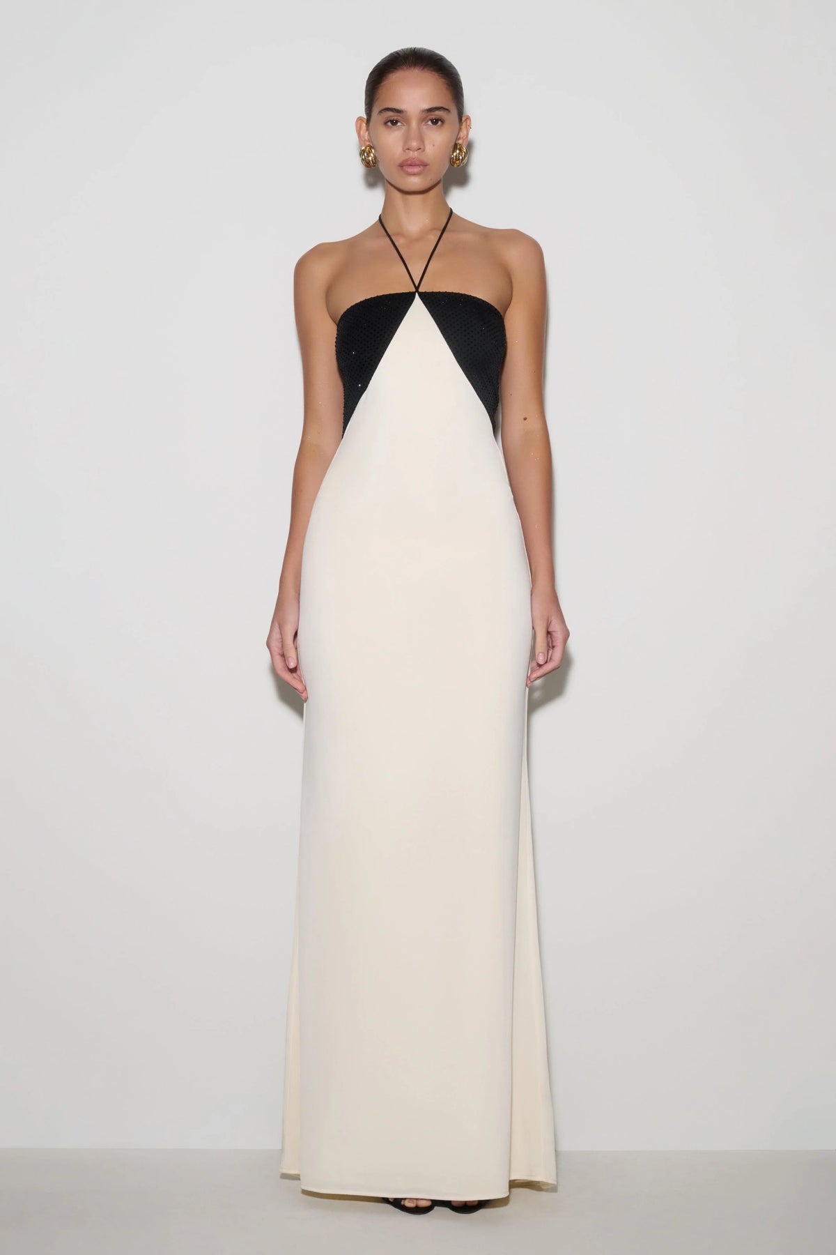 Hien Sequin Halter Maxi Dress Black Ivory