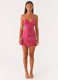 Vietta Sequin Cami Micro Mini Dress Fuchsia