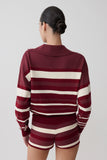 Philly Stripe Long Sleeve Knit Jumper Burgundy Cream