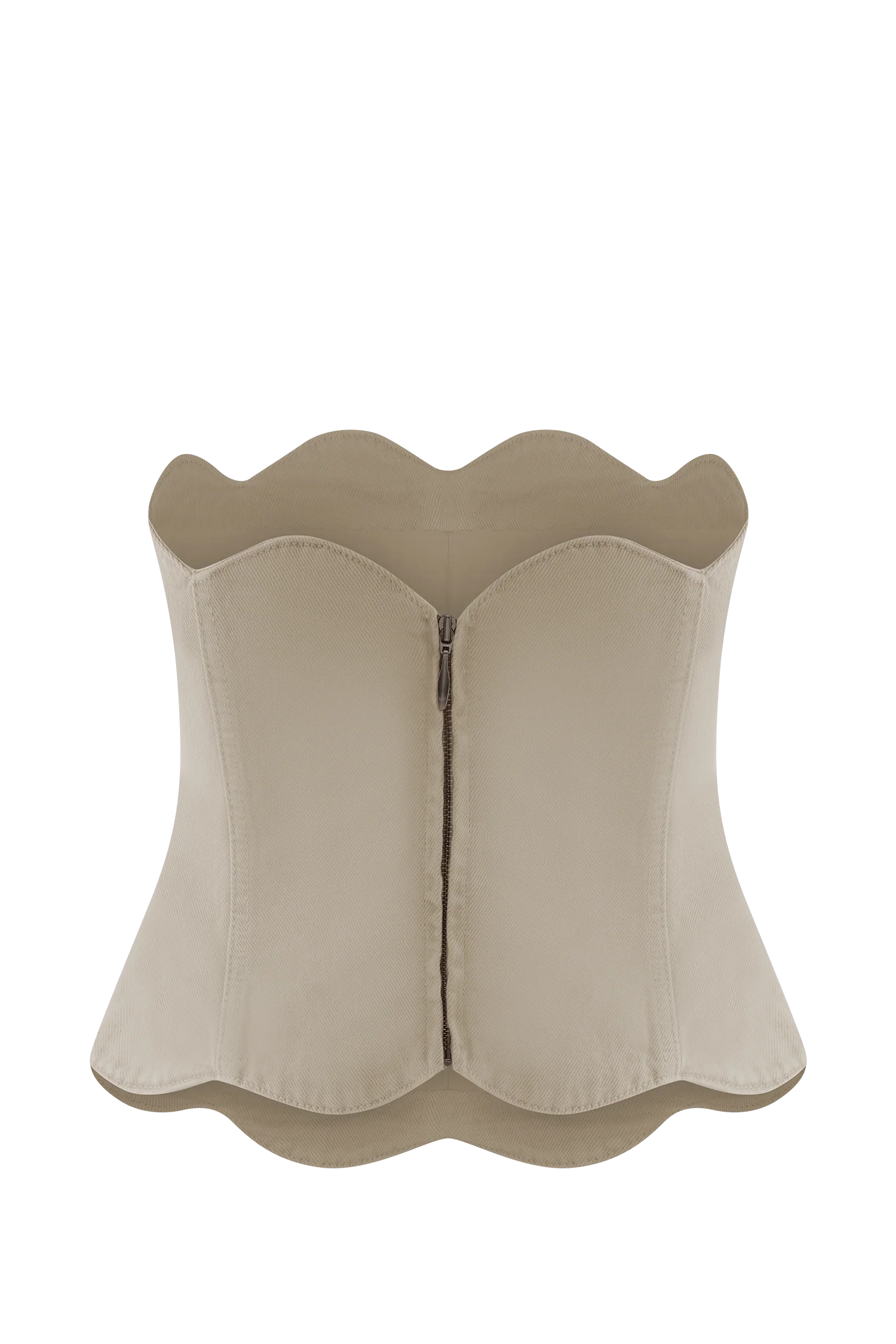 Oakley Strapless Scallop Denim Top Stone Wash