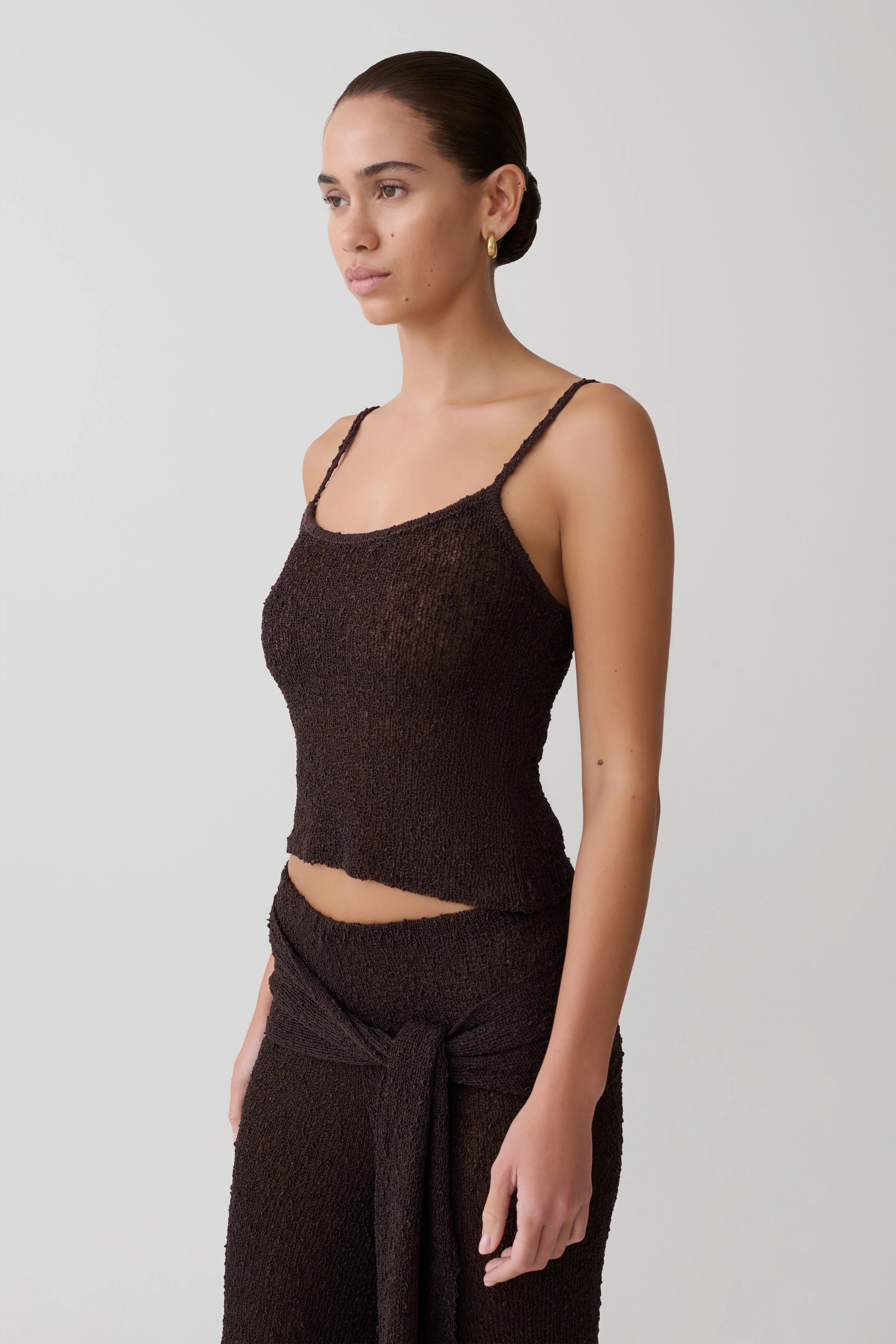 Mattais Boucle Knit Top Dark Chocolate