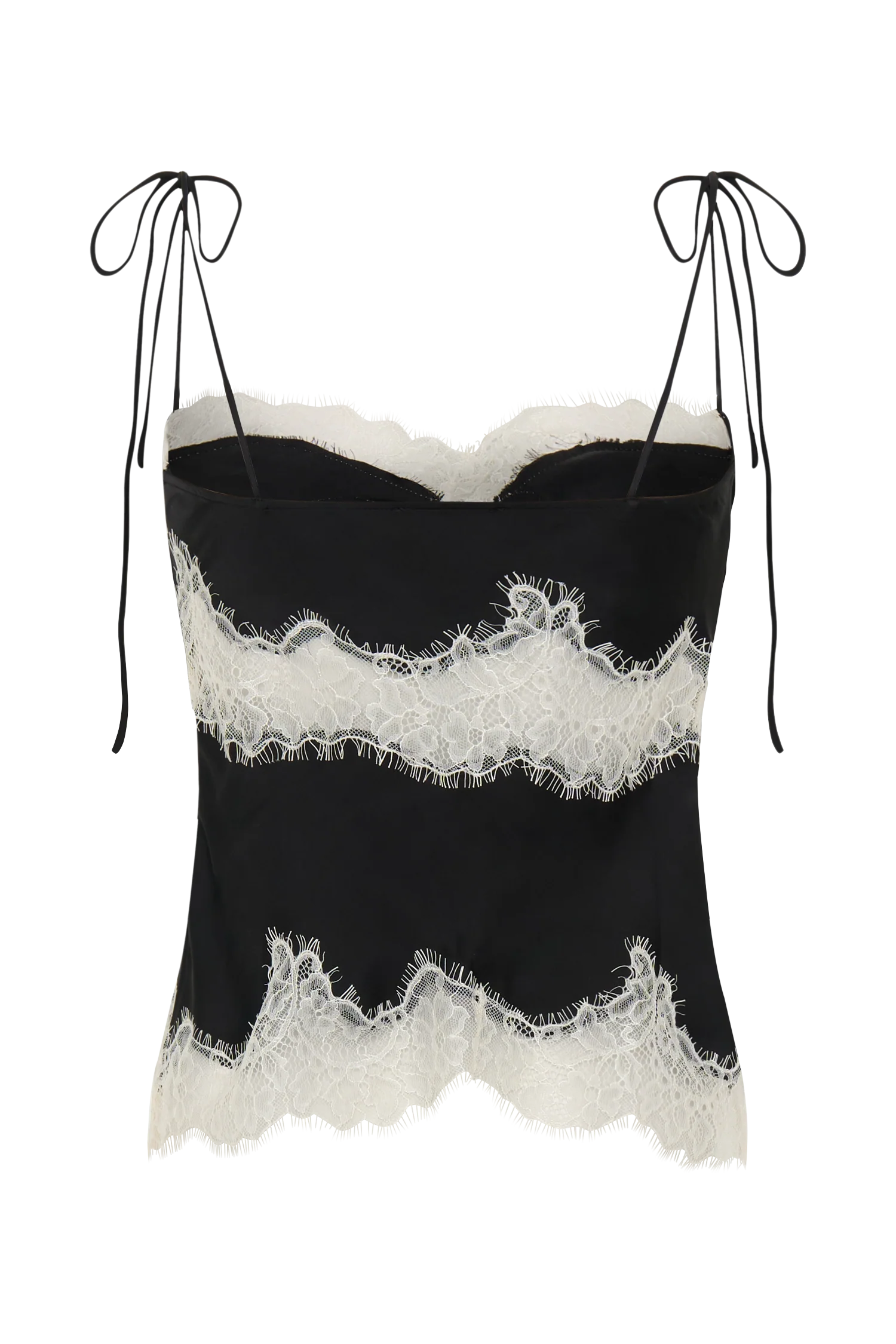 Nina Satin And Lace Camisole Black Ivory
