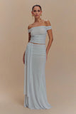 Arna Mesh Maxi Skirt Pale Blue