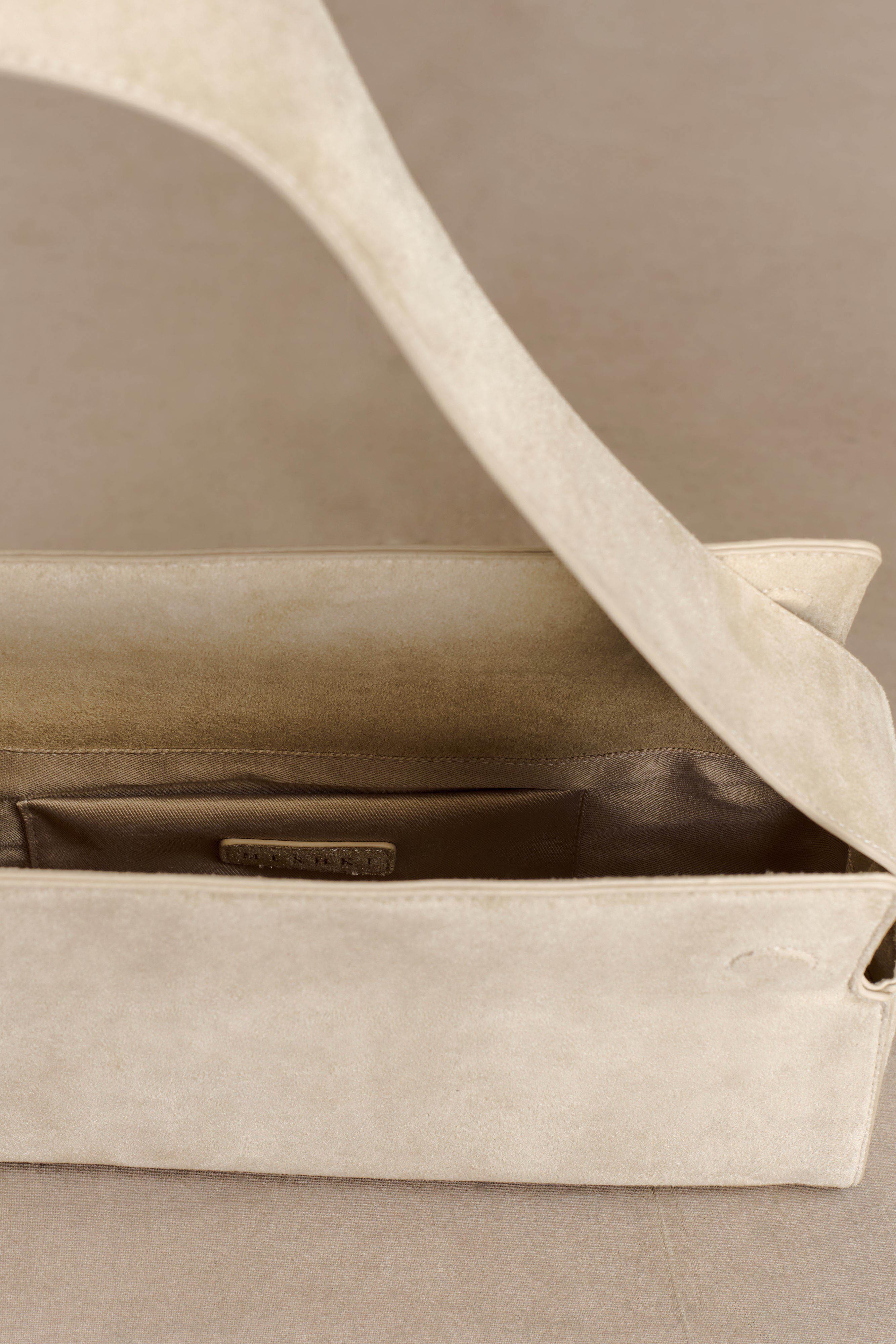 Maria Faux Suede Shoulder Bag Stone