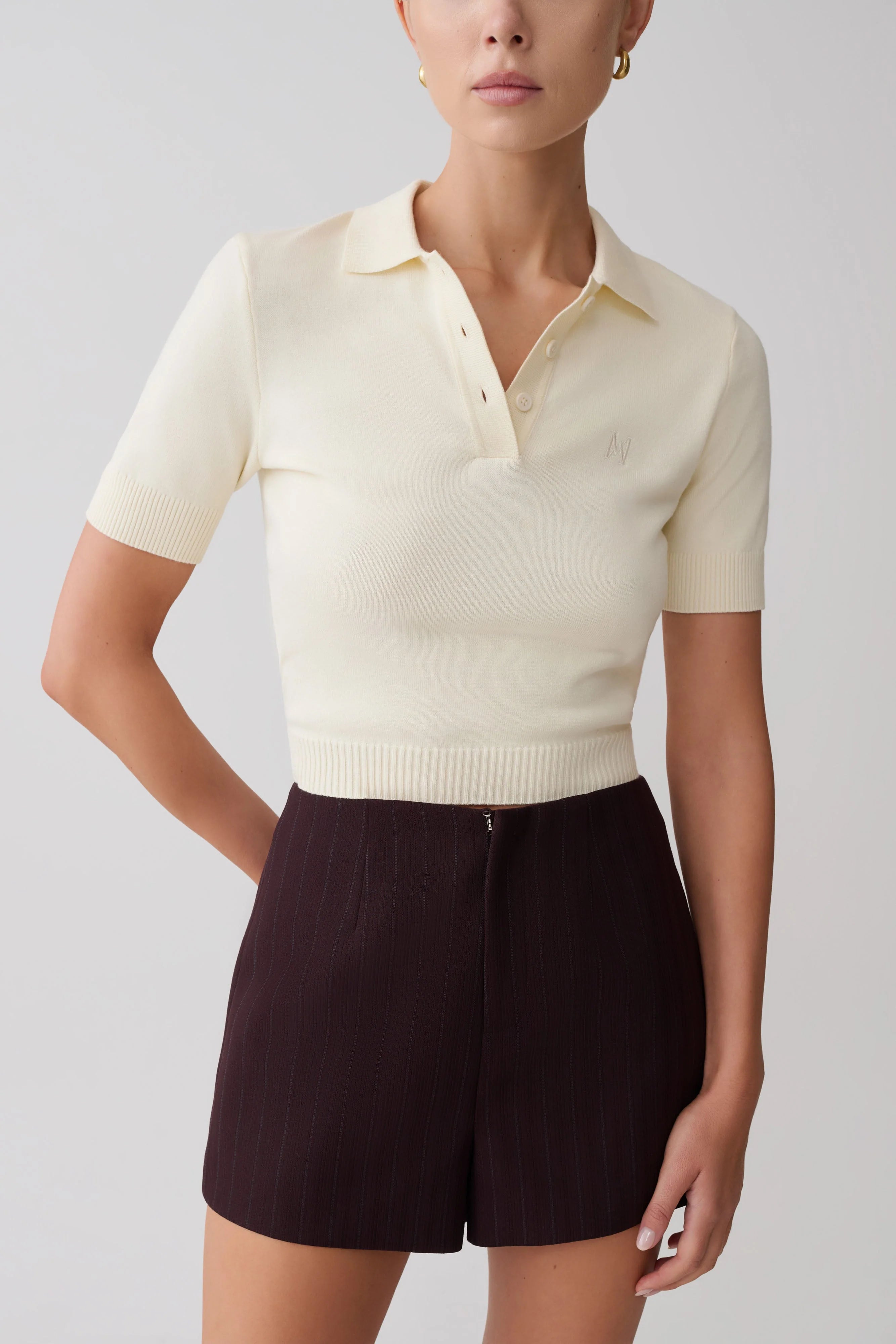 Agatha Suiting Shorts Plum Pinstripe