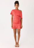 Antonie Mini Dress - Magenta Red Rose