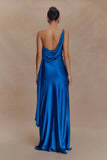 Carah Satin And Chiffon Maxi Dress Cobalt