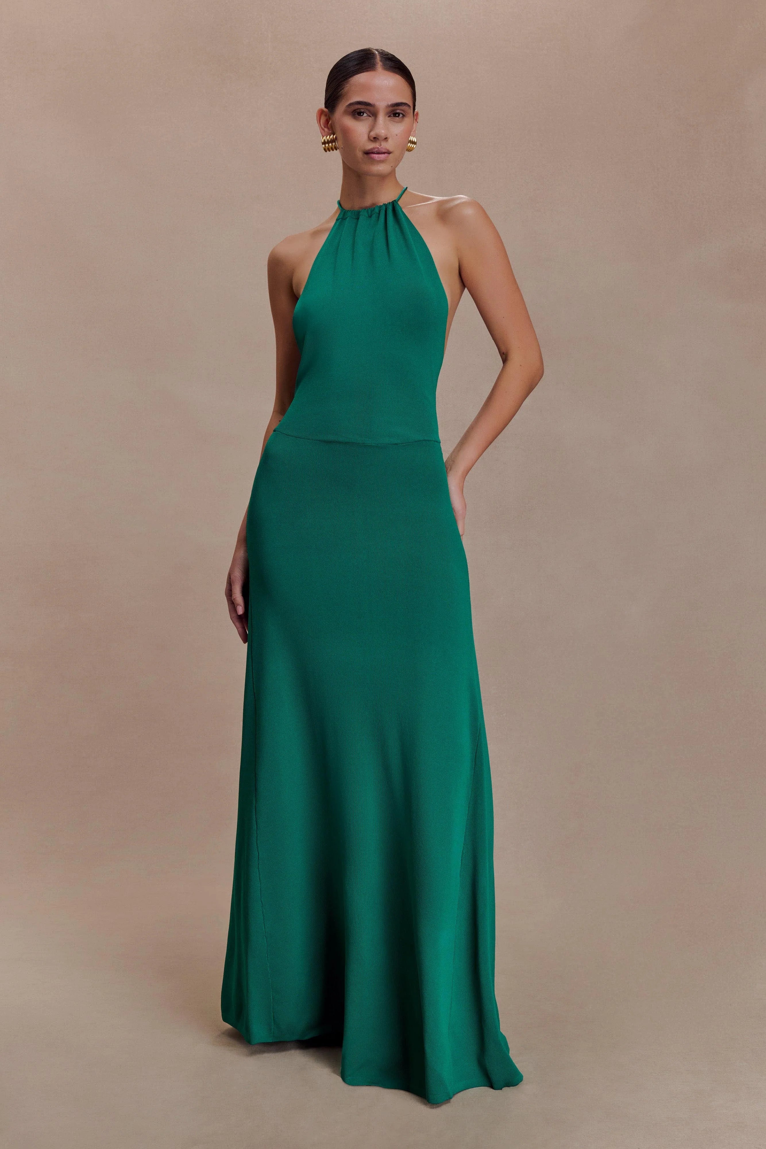 Meg Halter Tassel Maxi Dress Emerald