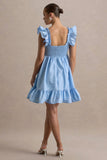 Dolly Daze Powder Blue Ruffle Sleeve Babydoll Maternity Mini Dress