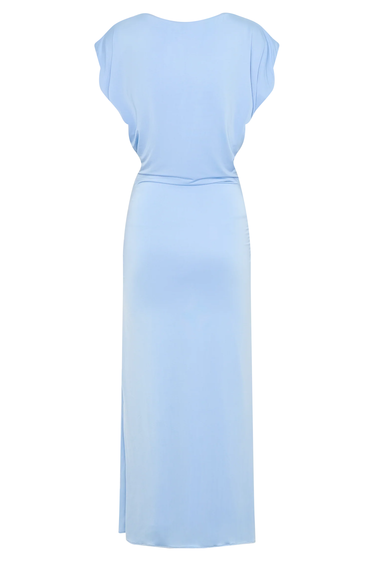 Maiara Shortsleeve Slinky Tie Maxi Dress Sea Blue