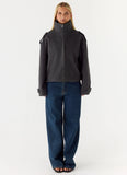 Kaiden Faux Wool Bomber Jacket Charcoal