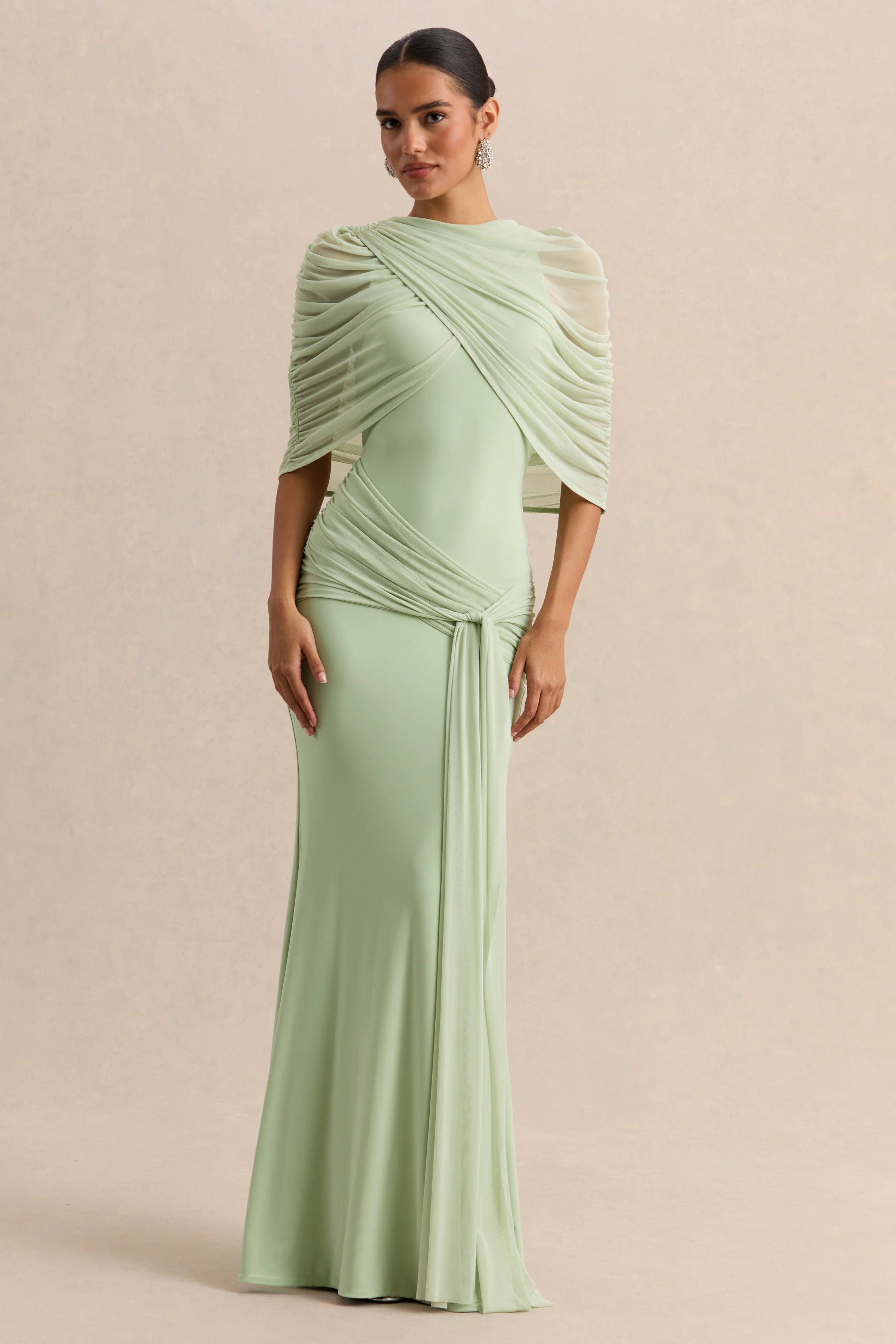 Magoria Mint Mesh Round Neck Cape