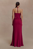 Celina Chiffon Overlay Maxi Skirt Cherry Red