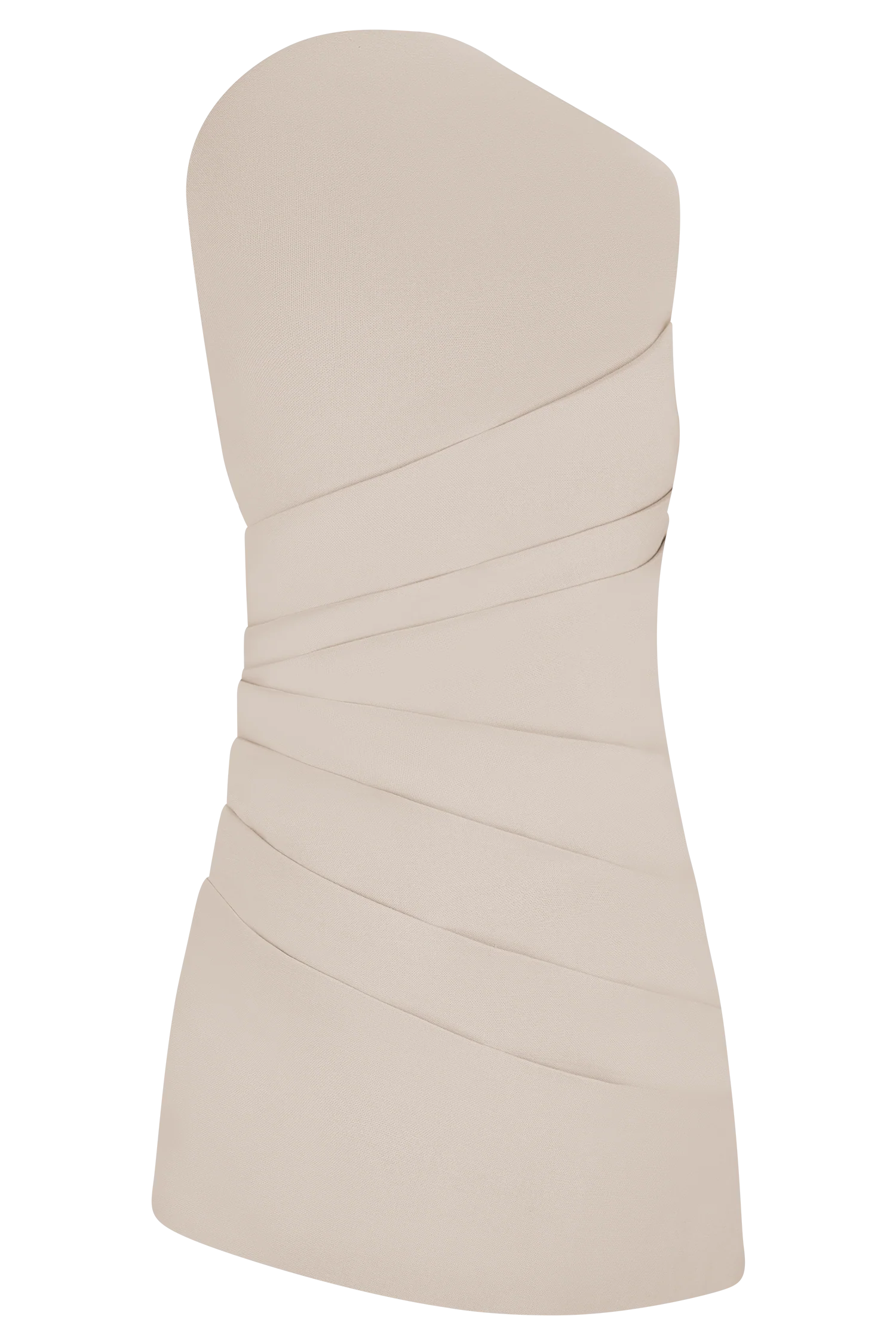 Helena One Shoulder Linen Mini Dress Natural Beige