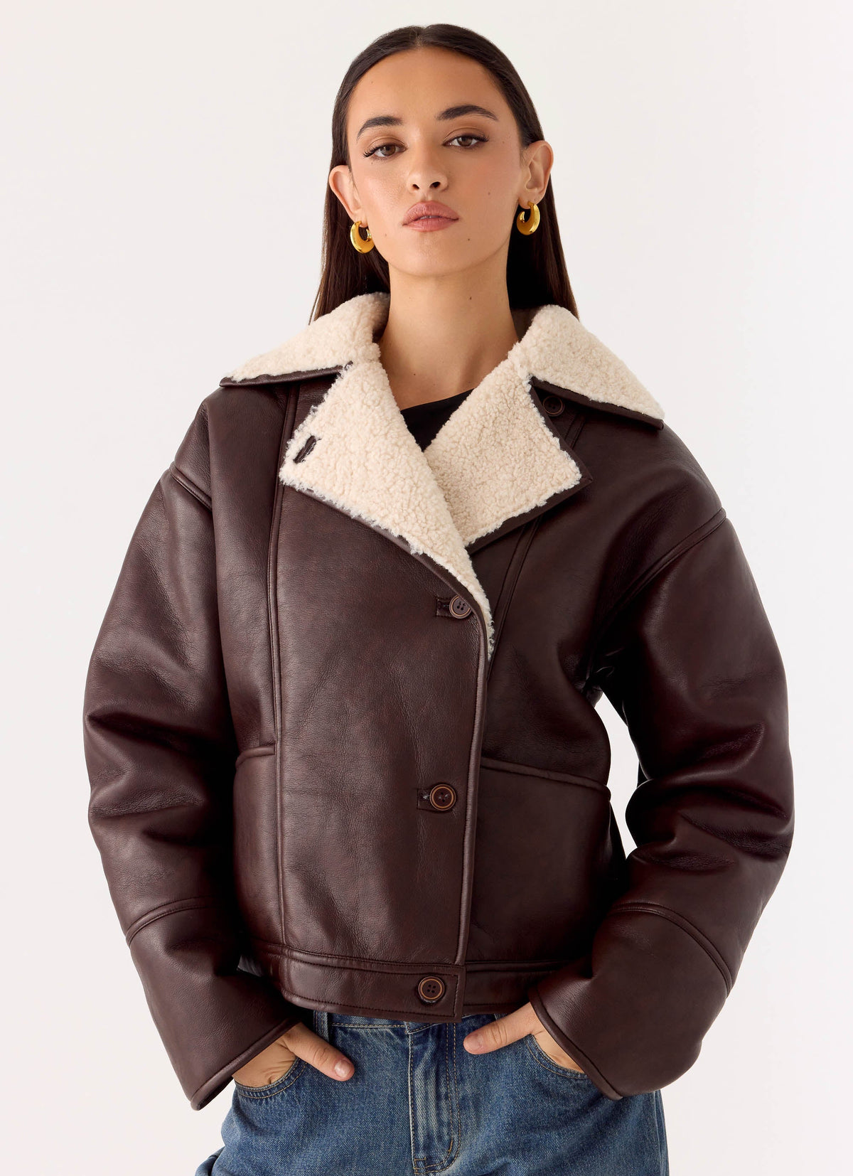 Demine Double Faced Short Coat Chocolate
