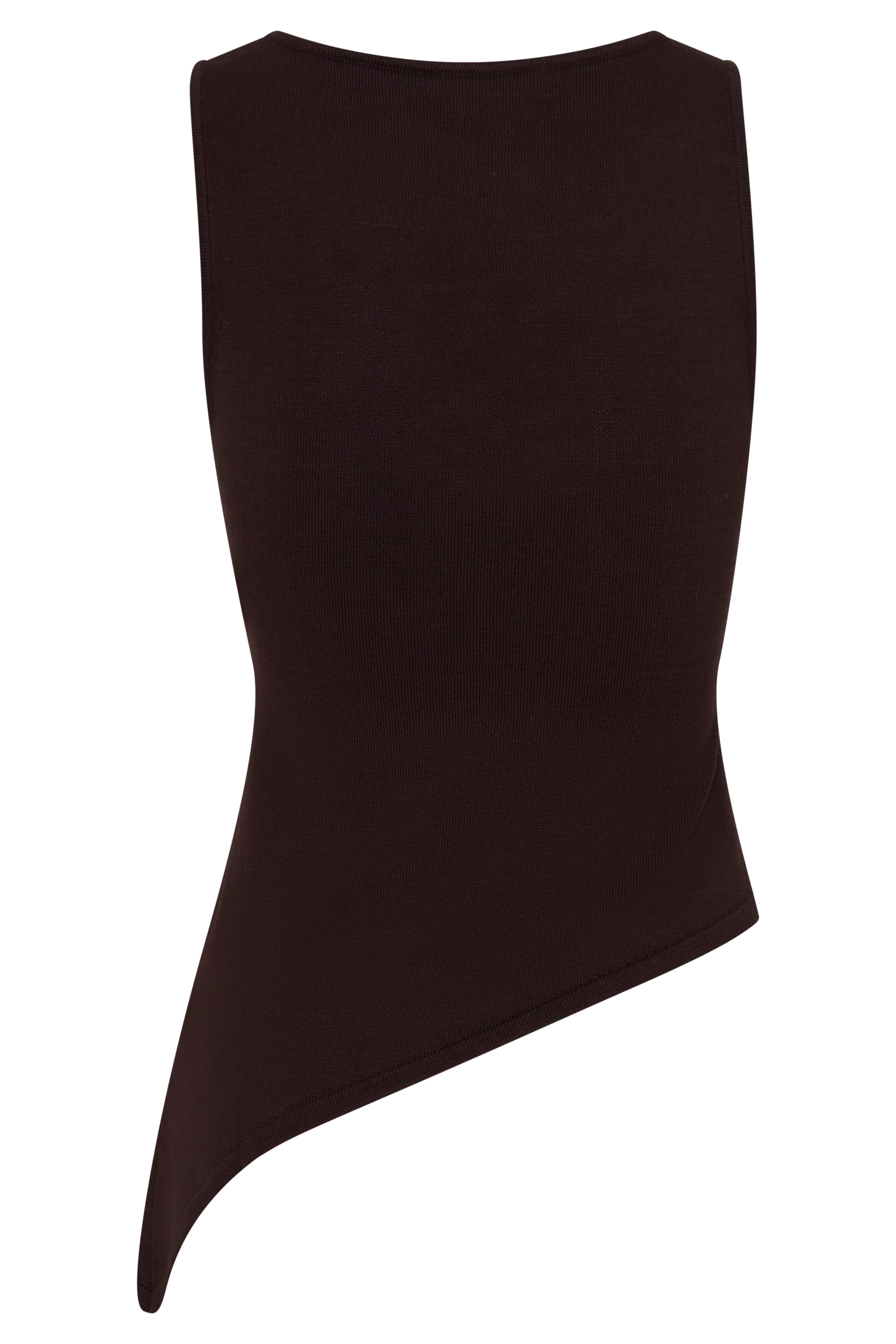 Brock Asymmetrical Neckline Knit Top Dark Chocolate