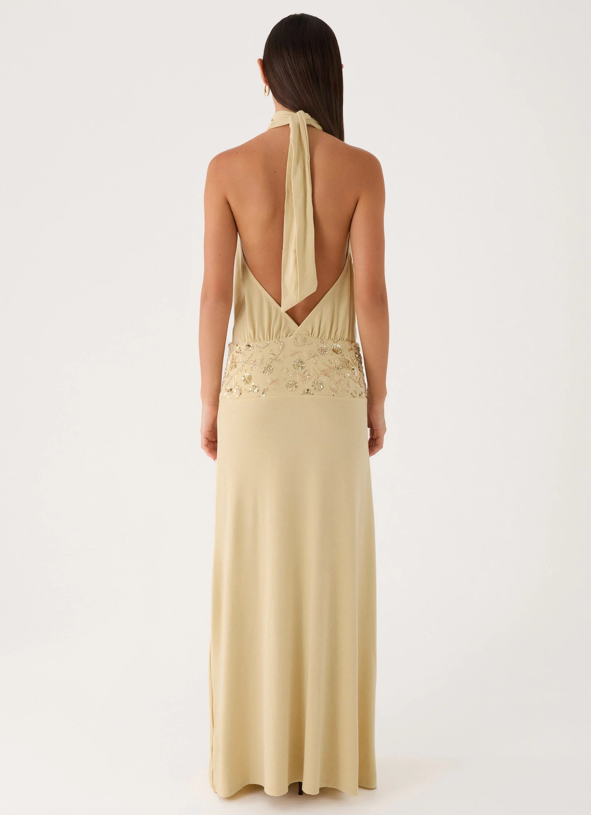 Donyale Halter Maxi Dress - Pale Olive