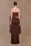 Jasiel Strapless Knit Maxi Dress Chocolate