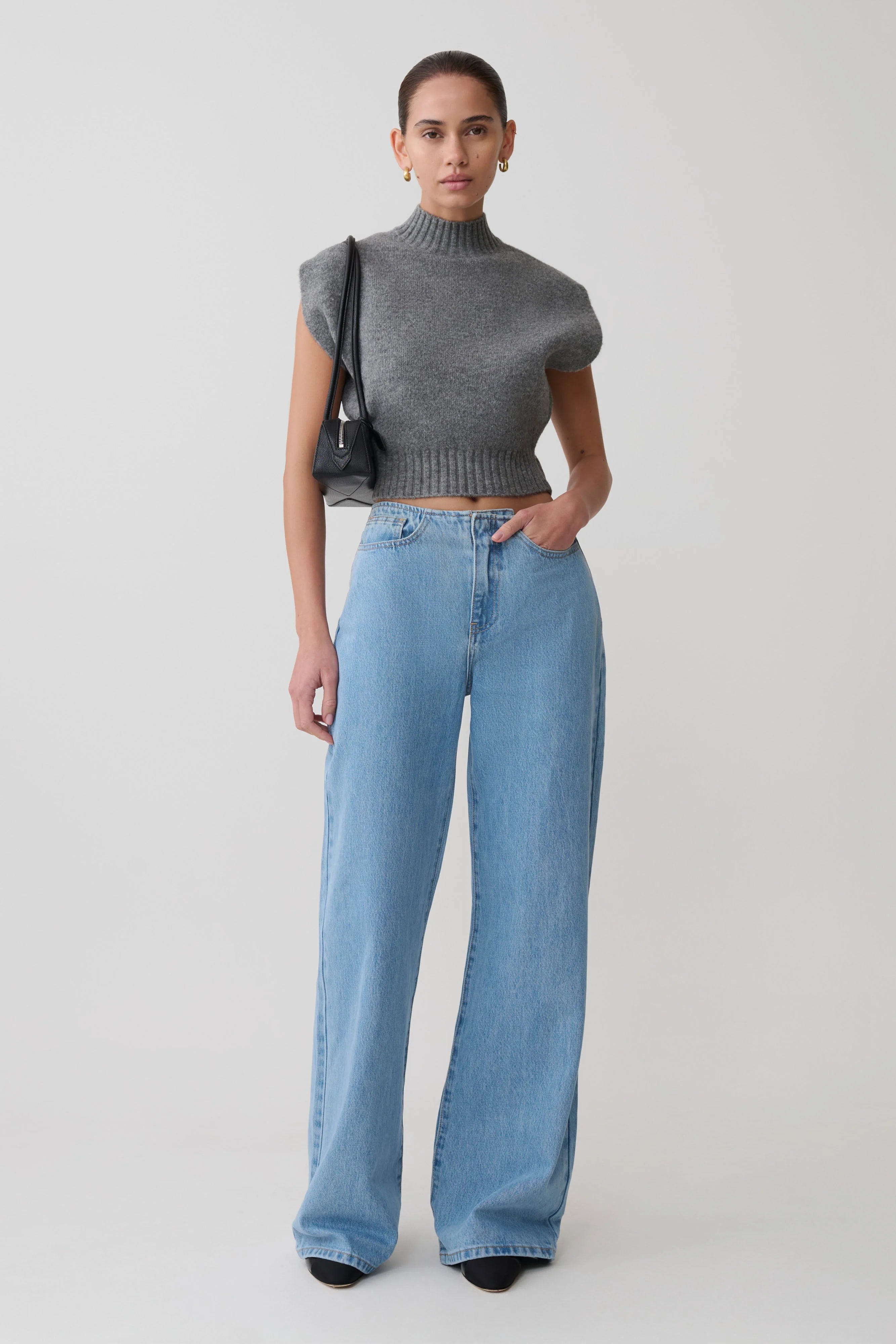 Niko Knit Oversized Top Charcoal