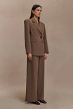 Arlo Wide Leg Suiting Trouser Cacao Brown