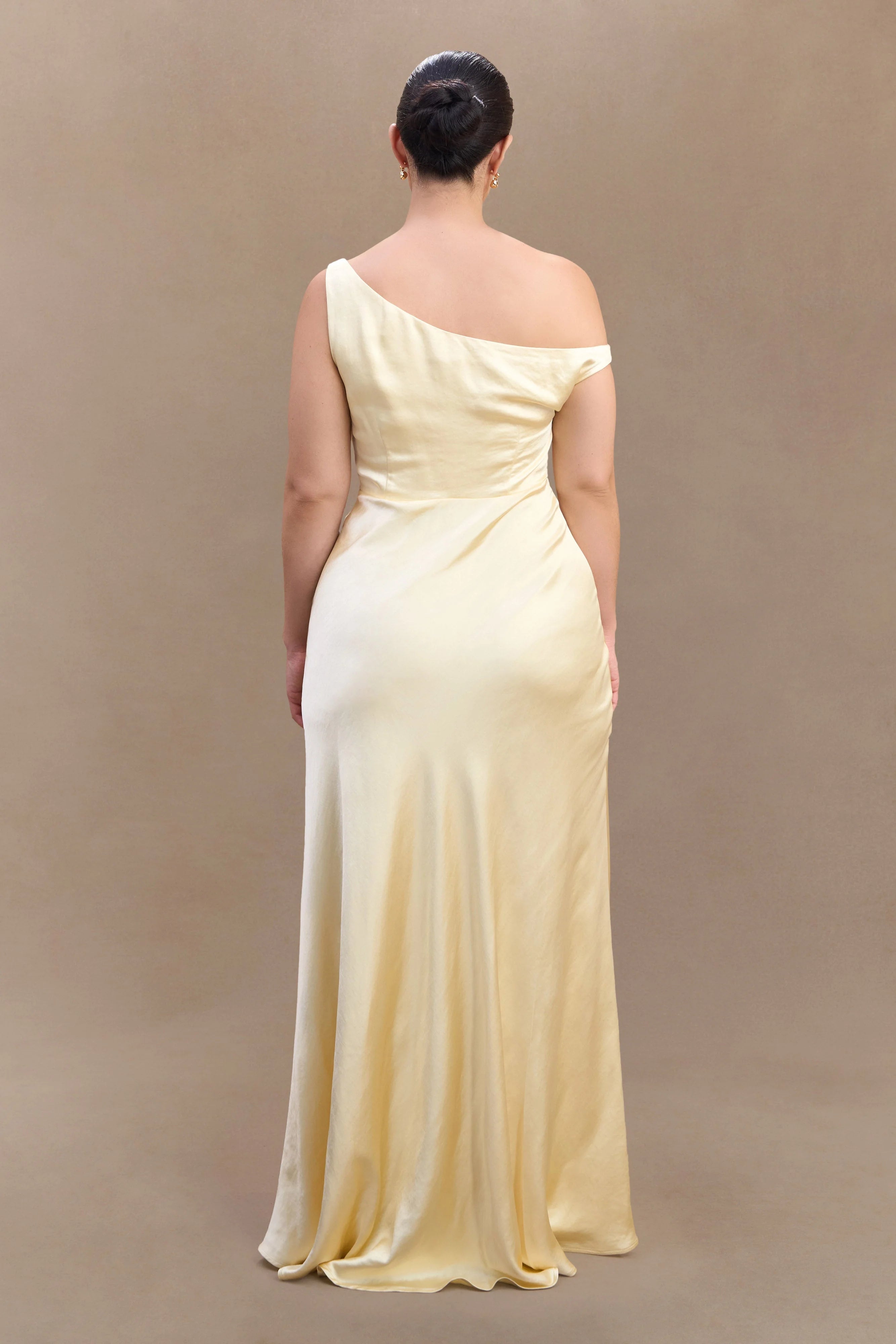 Jacinta One Shoulder Maxi Dress Pastel Lemon