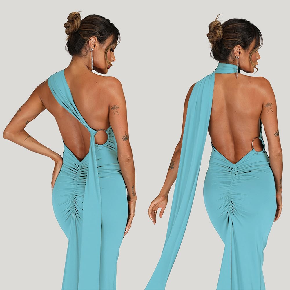 Women Sexy Backless Dress Bodycon Sleeveless Open Back Maxi Dress Formal Cocktail Wedding Guest
