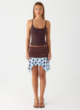 Being With You Mini Skirt - Blue Mocha Dot