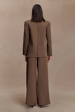 Arlo Wide Leg Suiting Trouser Cacao Brown